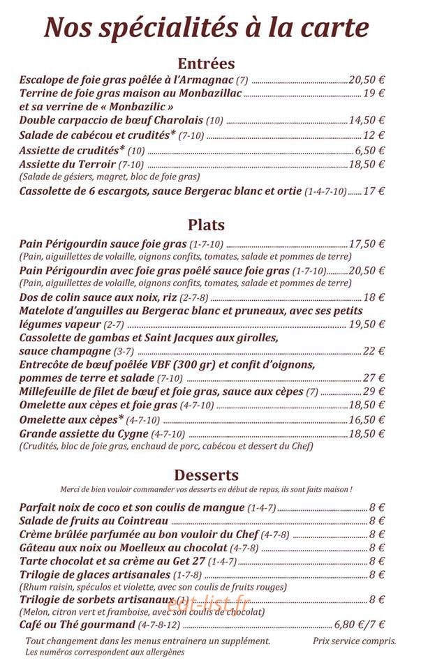 Le Cygne 2 étoiles — carte page 1