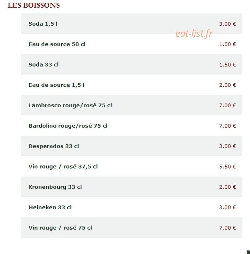 Le Kiosque à Pizzas — carte page 4