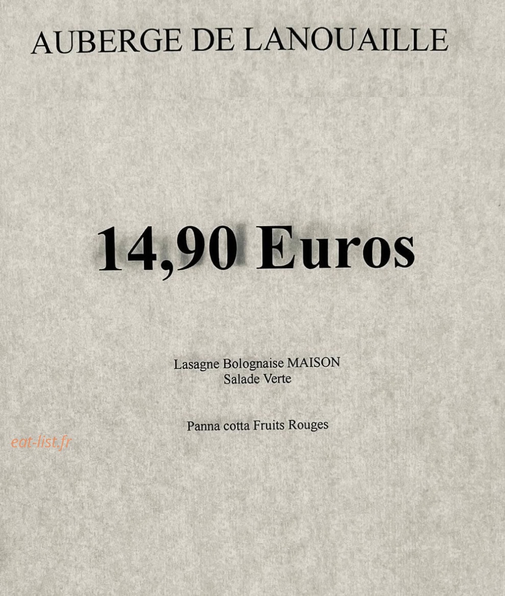 Auberge de Lanouaille — carte page 1