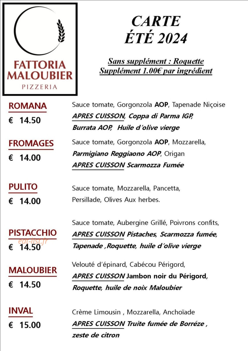 Fattoria Maloubier — carte page 2
