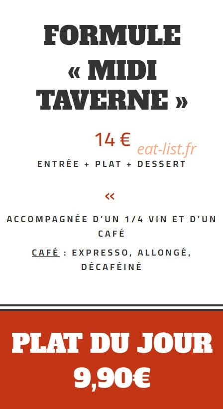 La Taverne du Boucher — carte page 1