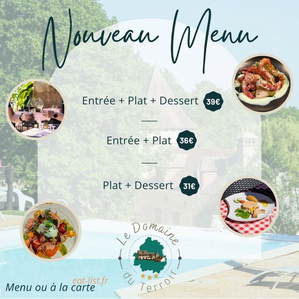 Carte et menu de Le domaine du Terroir à La Chapelle Aubareil — Les menus