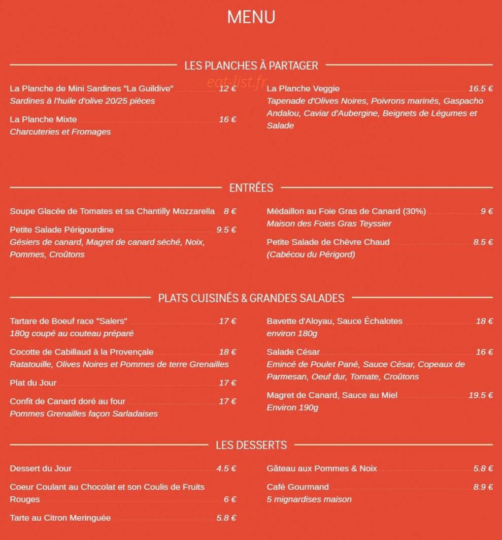 Café Lascaux — carte page 1
