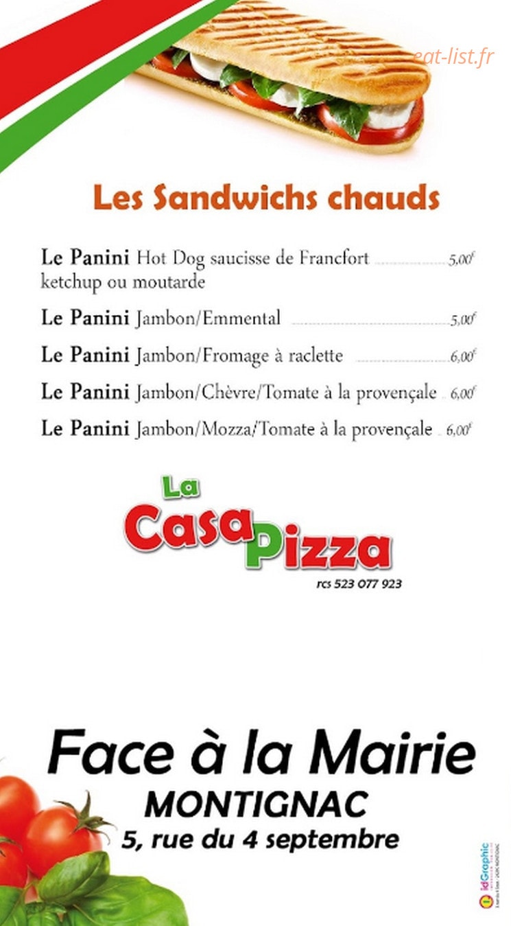 La Casa Pizza — carte page 2