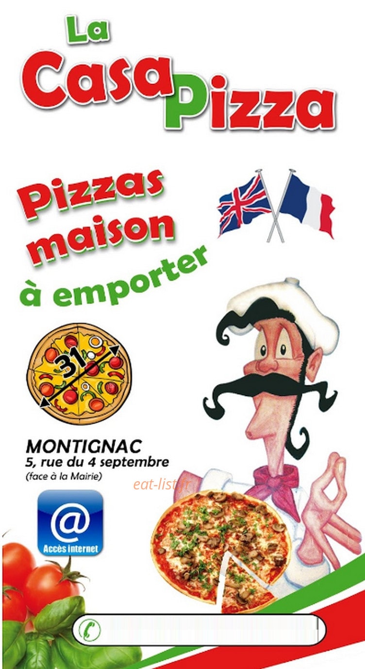 La Casa Pizza — carte page 1