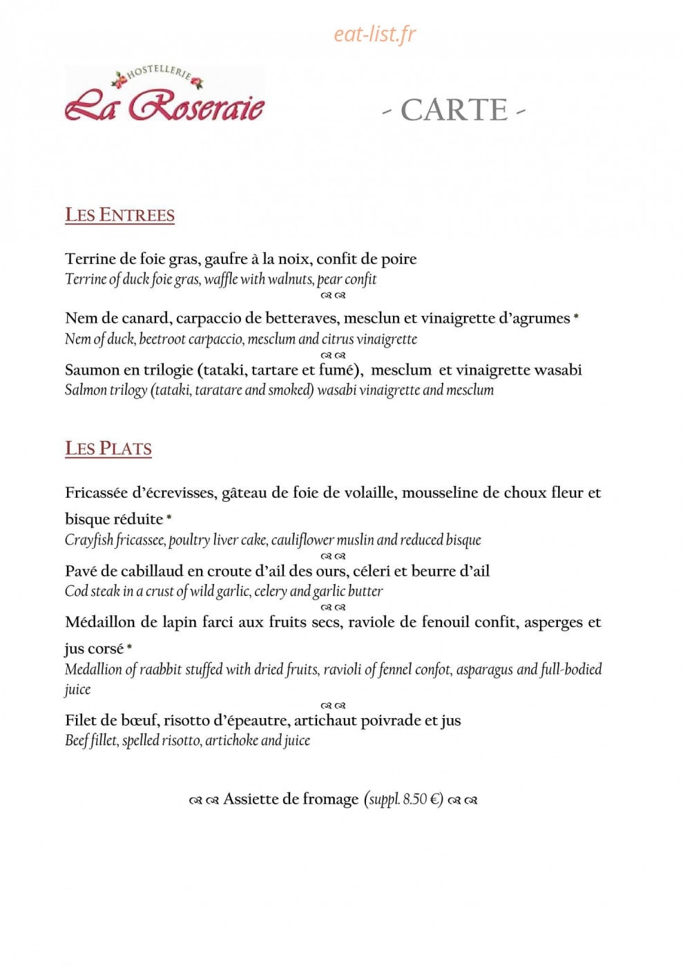 La Roseraie — carte page 1