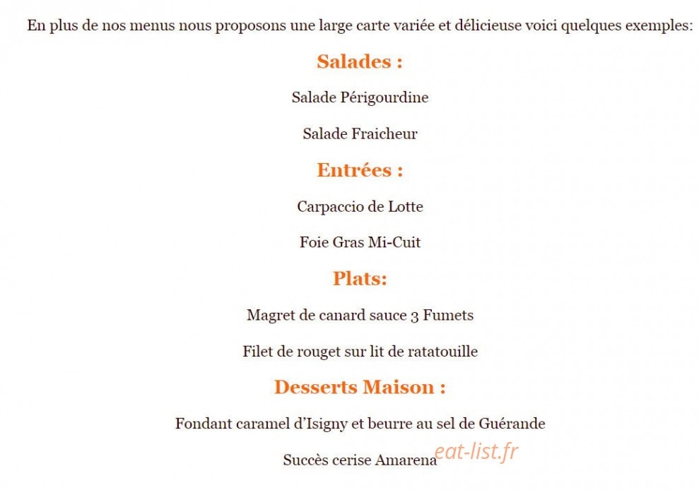 Le Bistrot — carte page 2