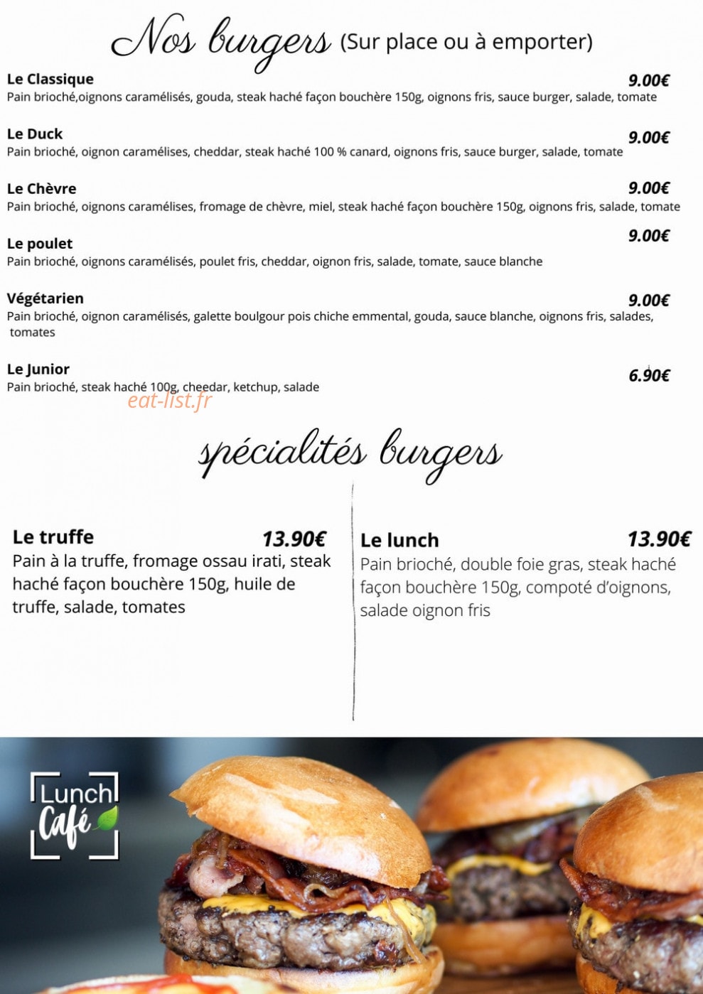 Lunch Café — carte page 1