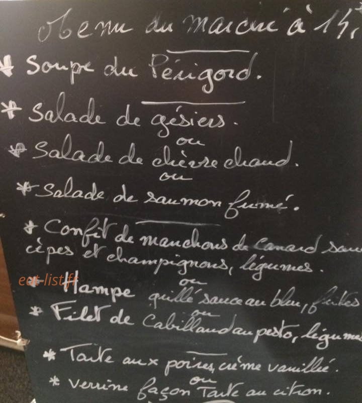 Restaurant bombareau — carte page 1