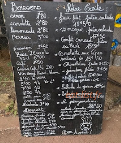 Restaurant de l'Ours — carte page 1