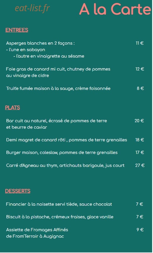 L'Atelier des Sens — carte page 1