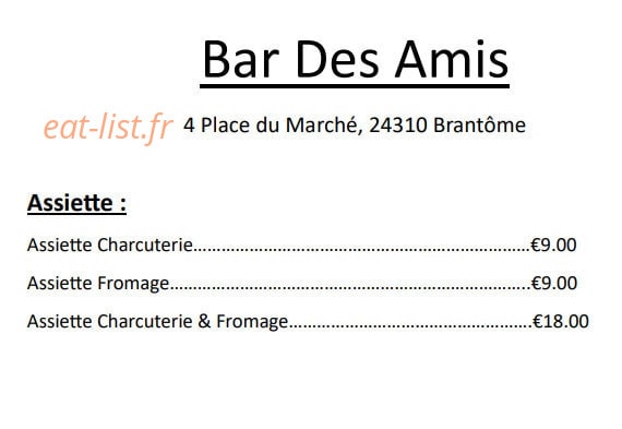 Bar Des Amis — carte page 2