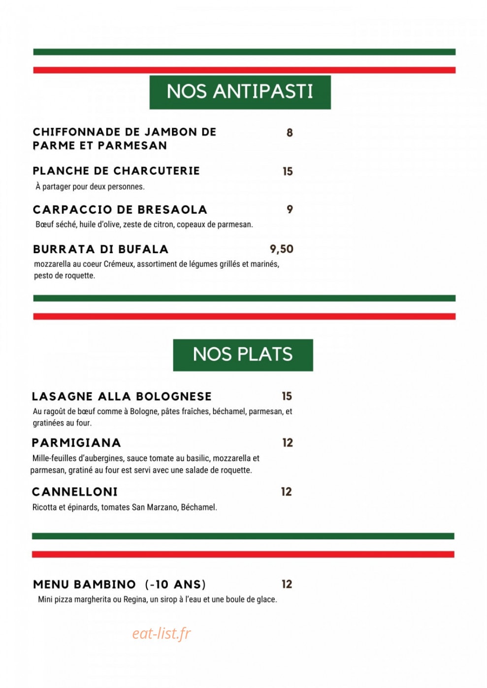 La Strada — carte page 2