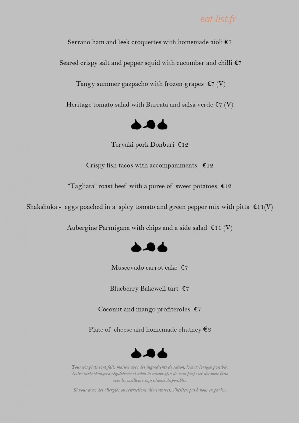 Chez Hannah — carte page 1