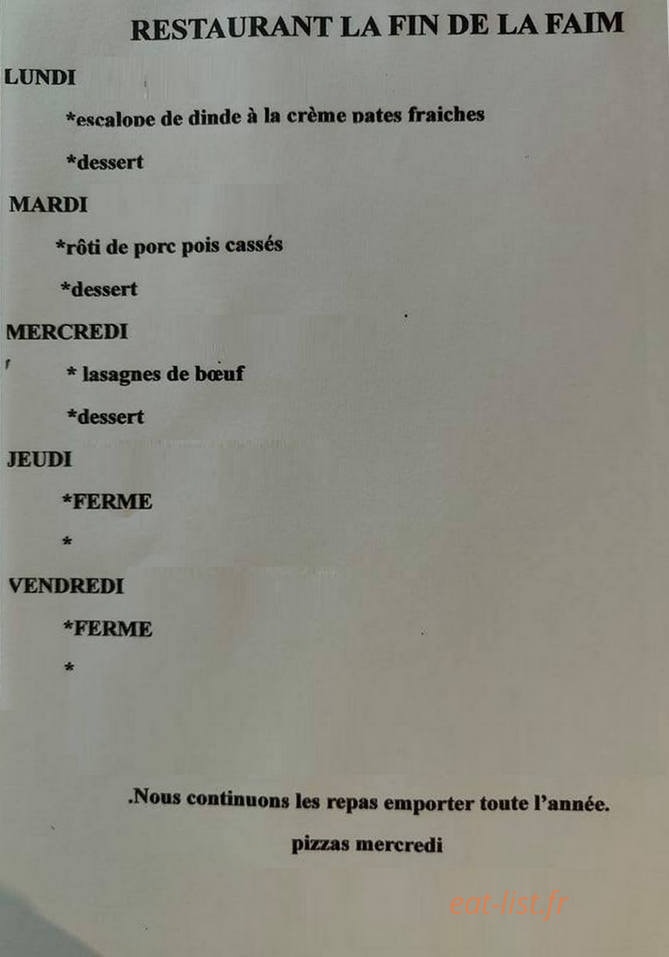 La Fin De La Faim — carte page 1