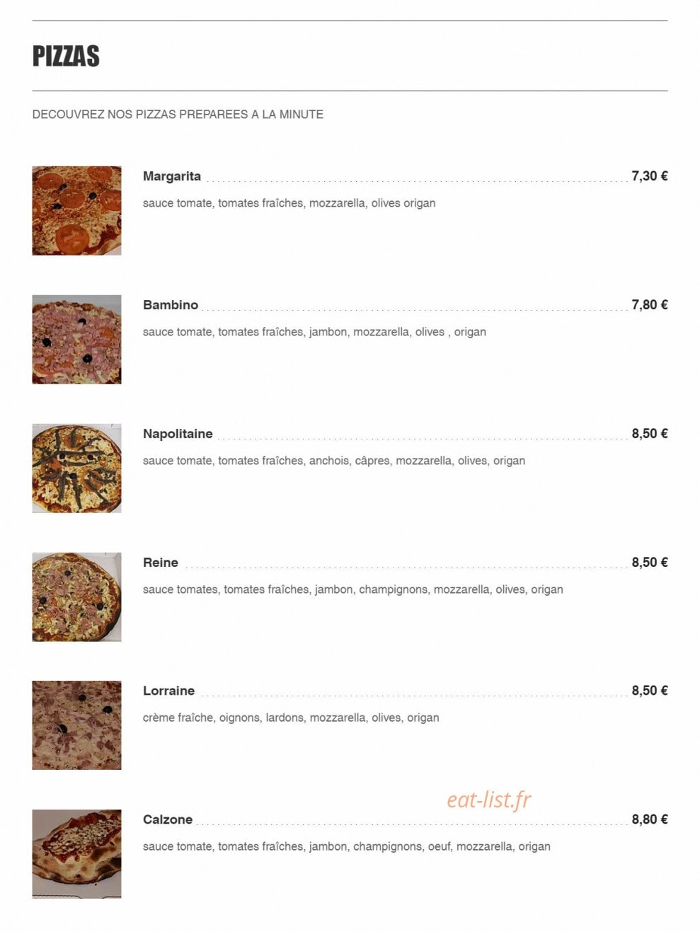 Pizzéria le saint âpre — carte page 1