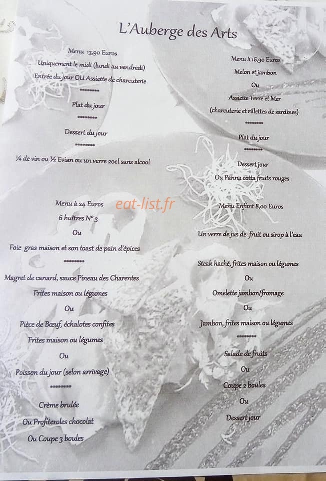 Auberge des arts — carte page 2
