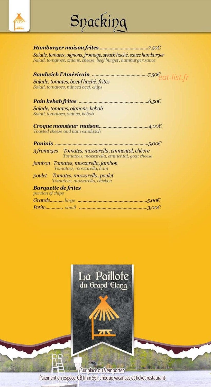 La Paillote du Grand Etang — carte page 3