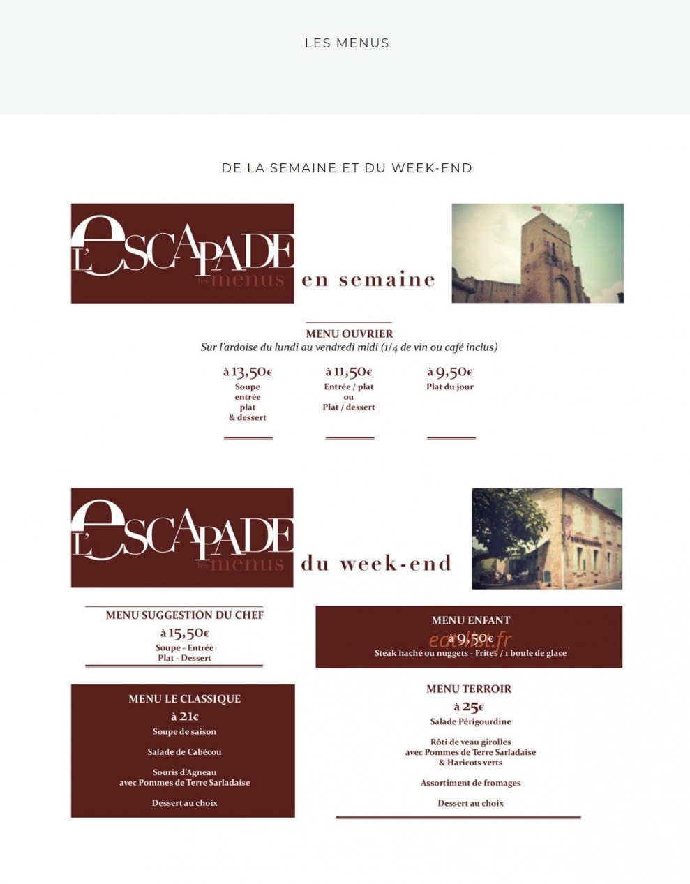 L'Escapade — carte page 1