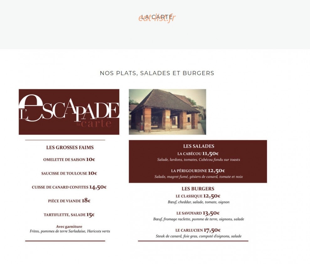 L'Escapade — carte page 2