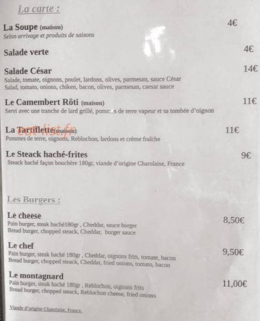Le Saint Jus — carte page 1