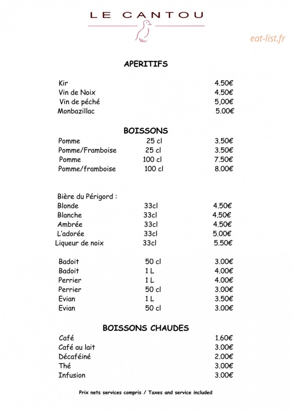 Le Cantou — carte page 1