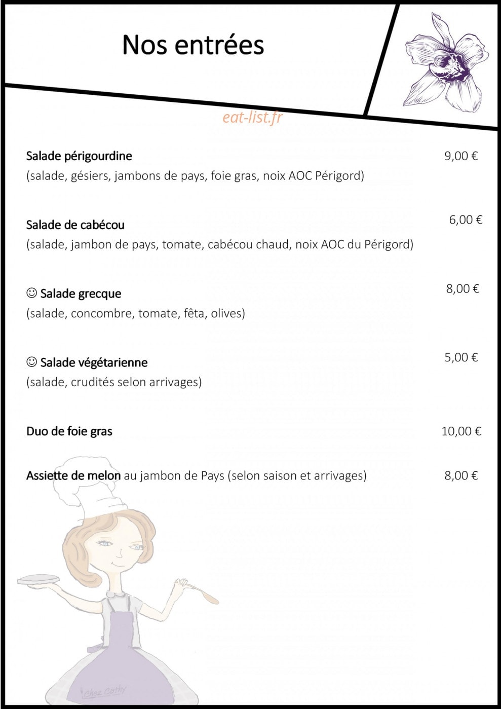 Chez Cathy — carte page 1