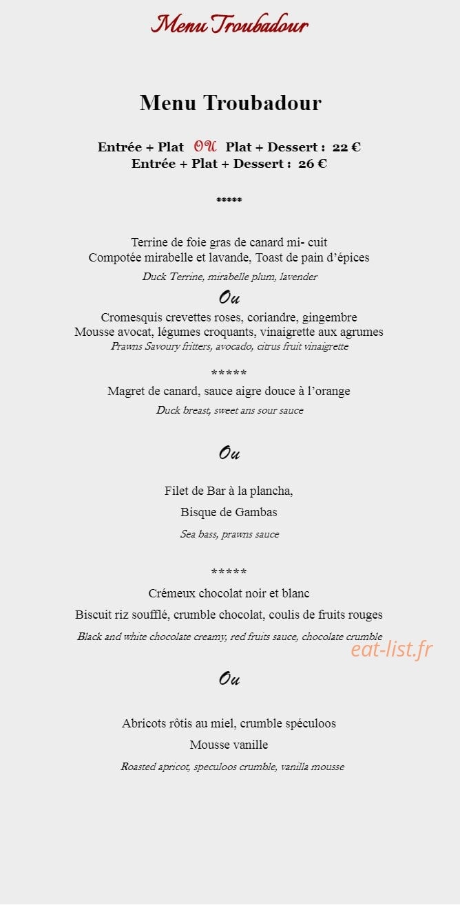 Le Troubadour — carte page 1