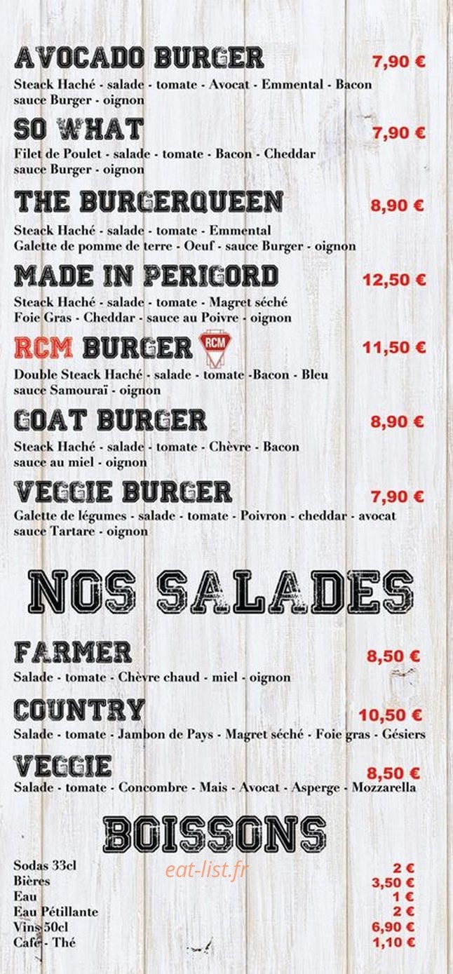 Burger Queen — carte page 3