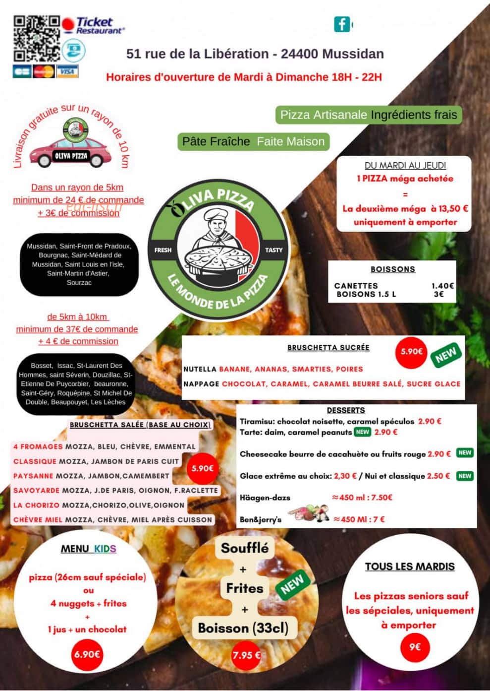 Oliva Pizza — carte page 1