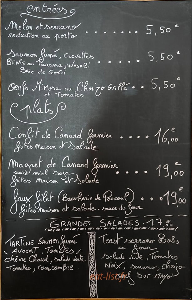 La Table — carte page 1