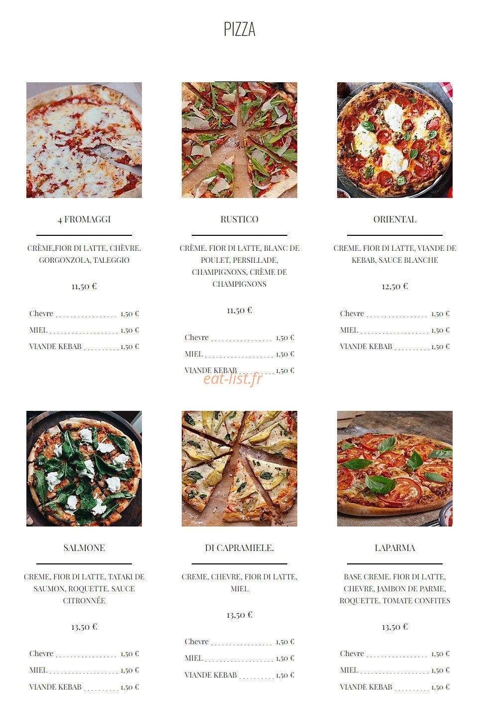 Carte et menu de Napolitana à Saint Aulaye-Puymangou — La carte