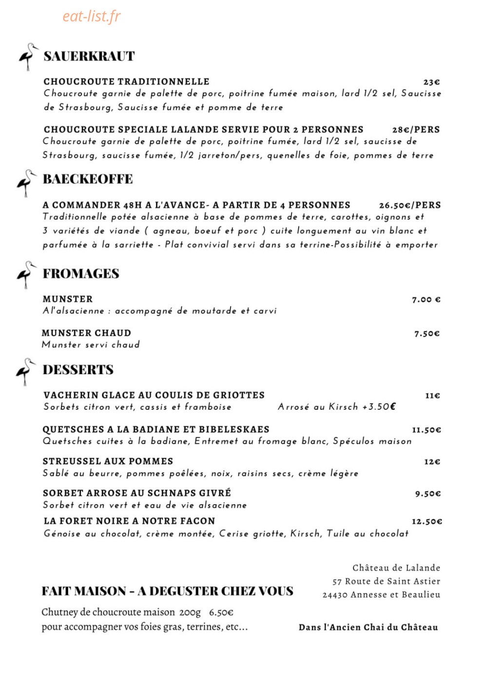 La Table Alsacienne 24 — carte page 2