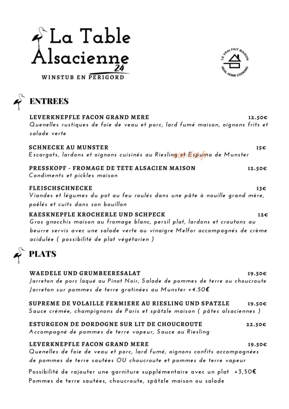 La Table Alsacienne 24 — carte page 1