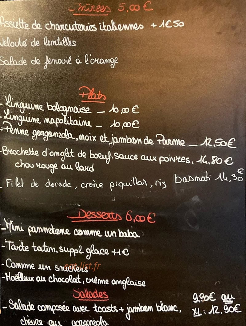 La Tavola — carte page 1