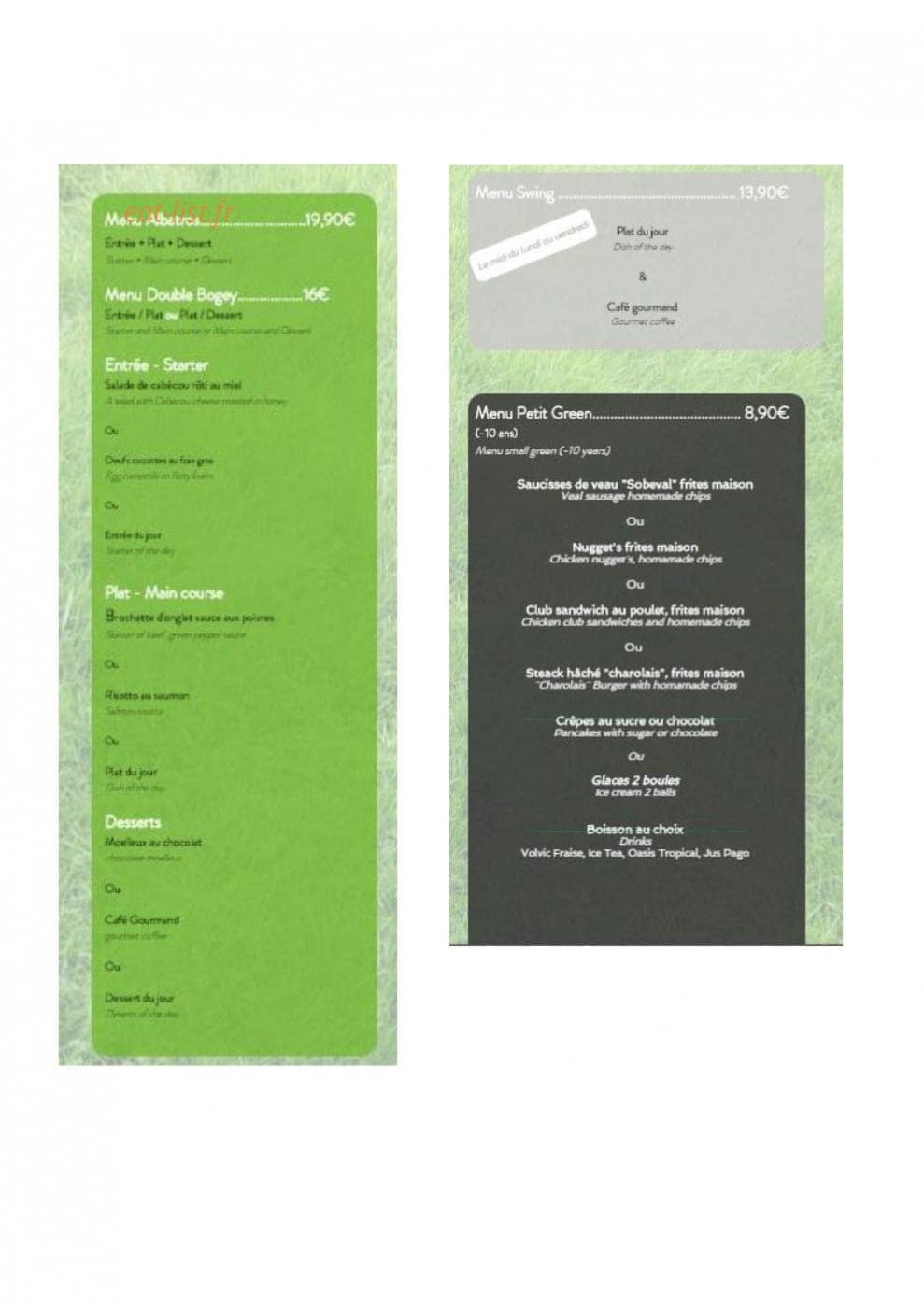 Restaurant 19 — carte page 5