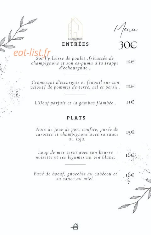 L'Authentique — carte page 1