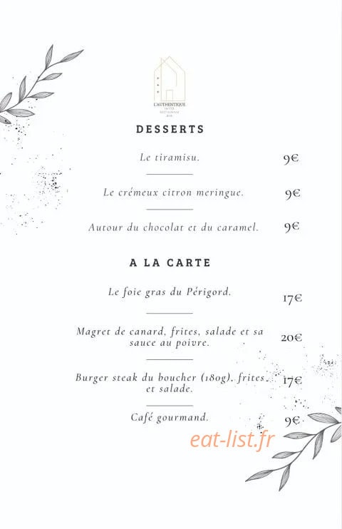 L'Authentique — carte page 2