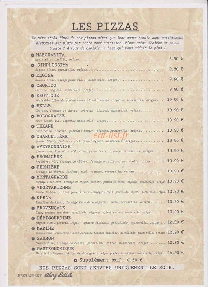 Chez Edith — carte page 1
