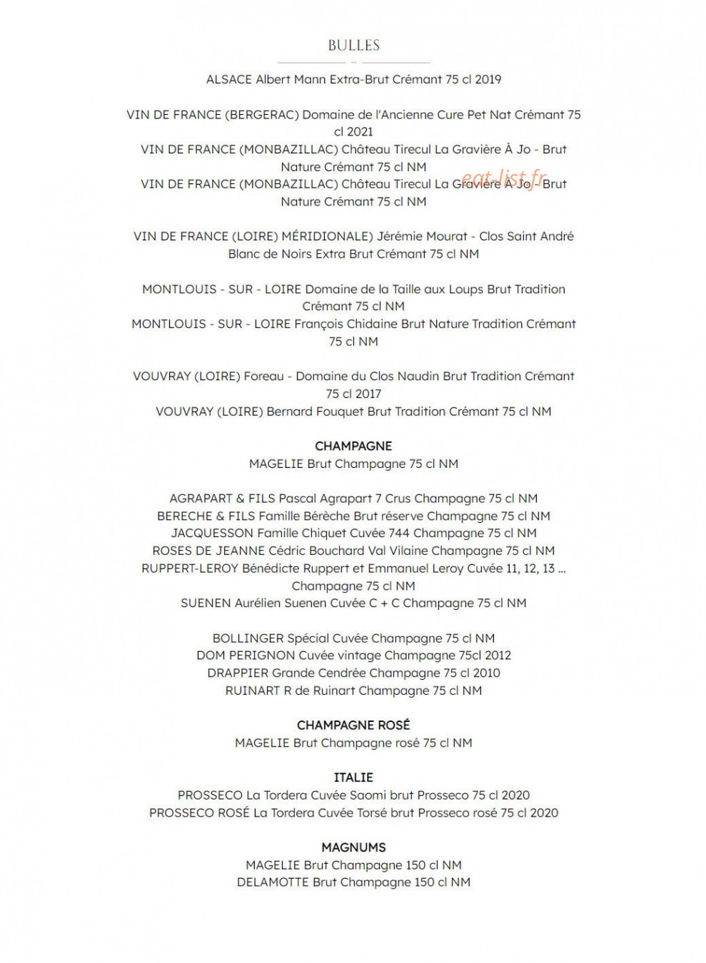 La Table du Domaine — carte page 2