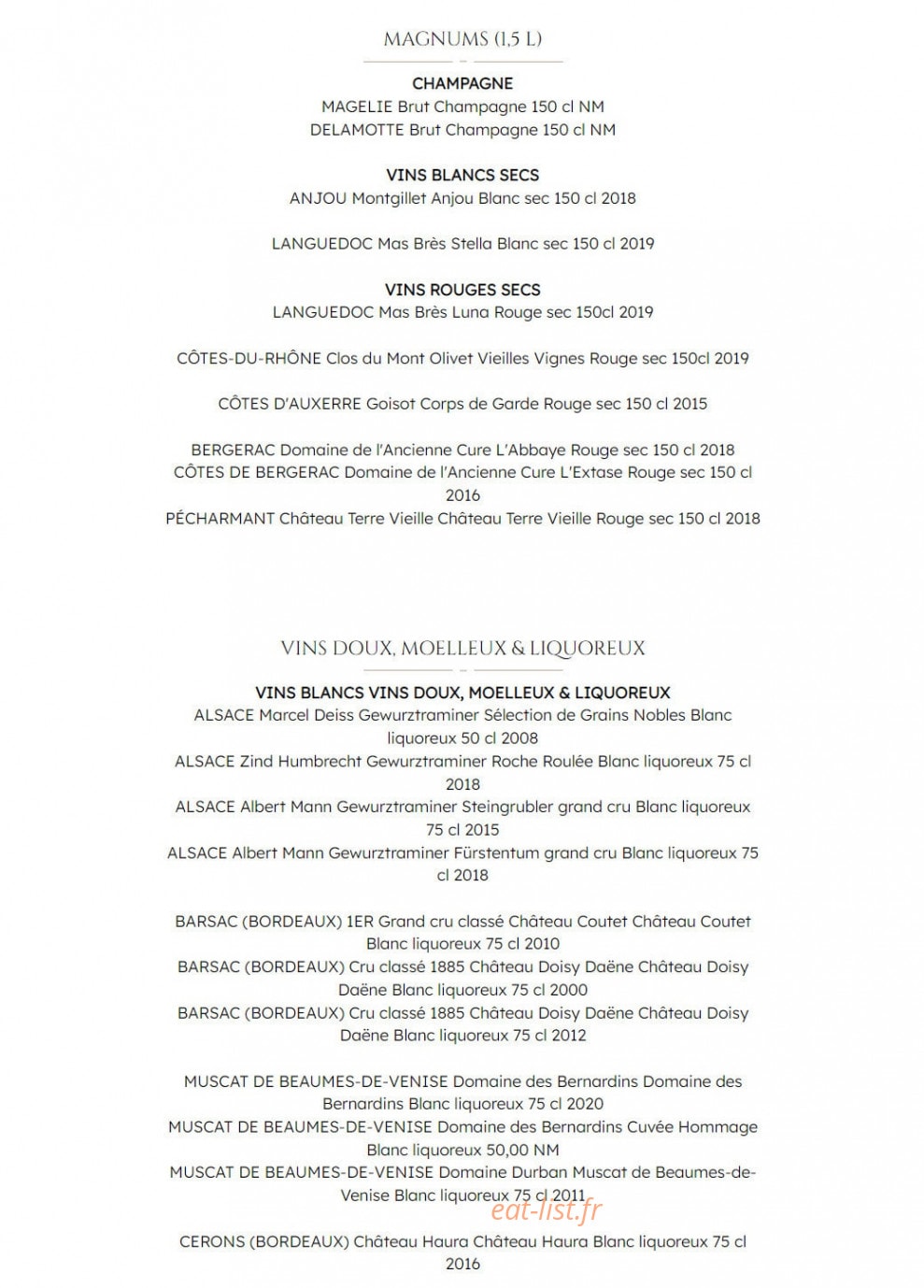 La Table du Domaine — carte page 11