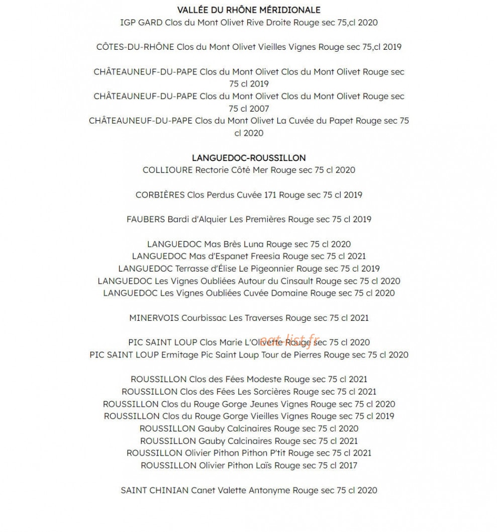 La Table du Domaine — carte page 10