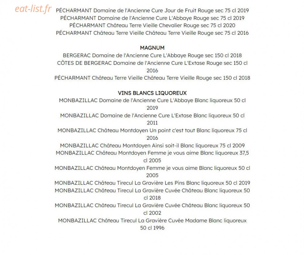 La Table du Domaine — carte page 4