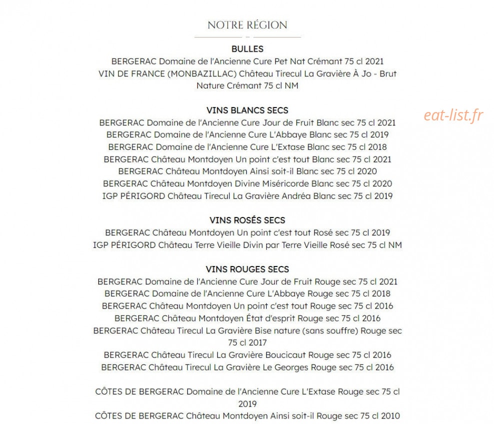La Table du Domaine — carte page 3