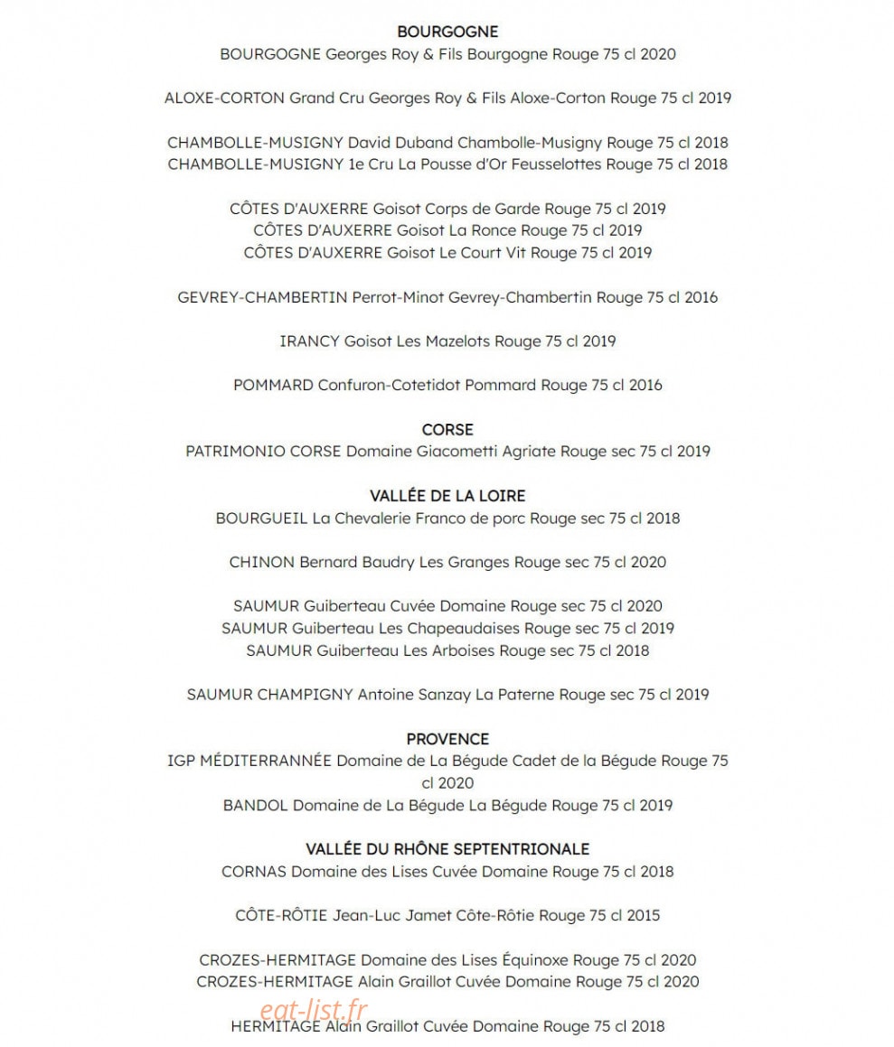 La Table du Domaine — carte page 9