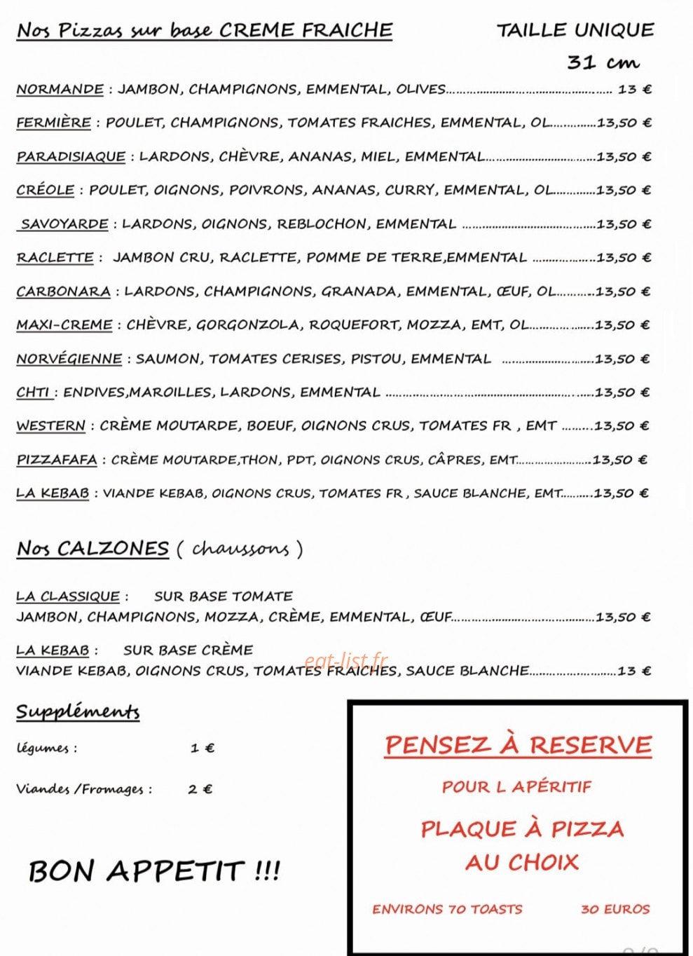Mafabiolila Pizza — carte page 2