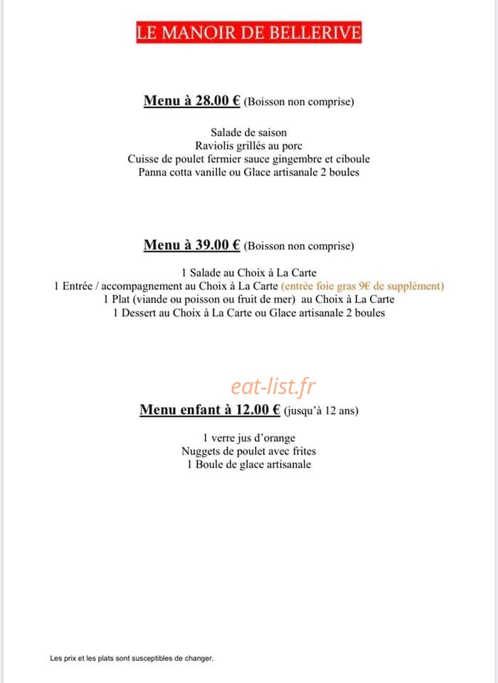 Le Manoir De Bellerive — carte page 2