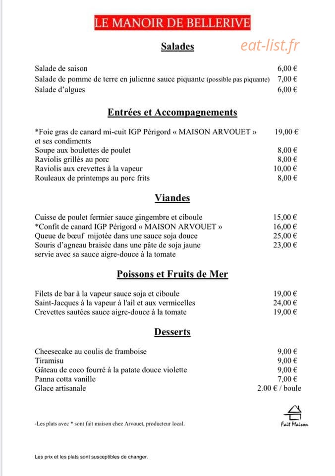 Le Manoir De Bellerive — carte page 1