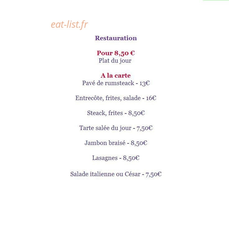 Le Pub — carte page 1