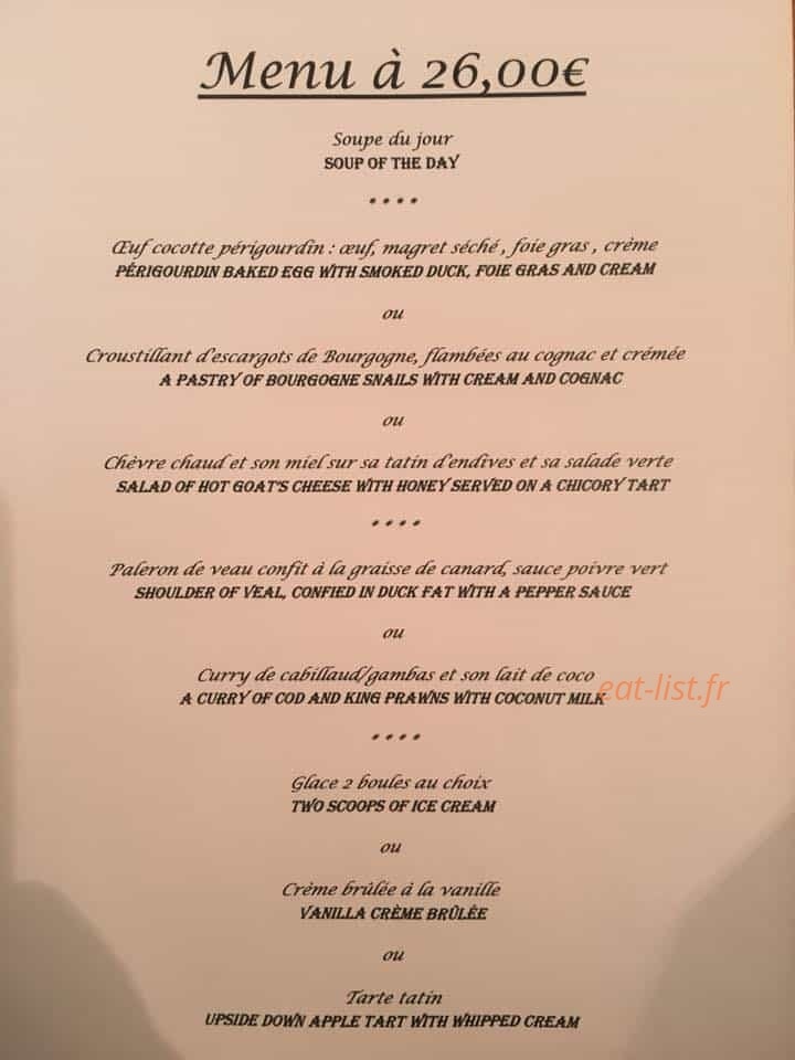 Carte et menu de Le Saint Félix à Saint Felix de Villadeix — Menu à 26€